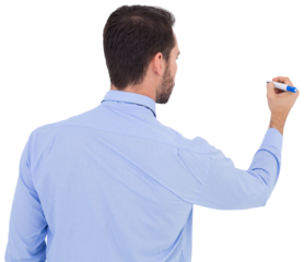 Rear view of a businessman writing with marker