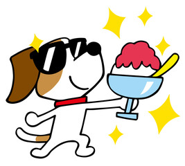 ジャックラッセルテリア犬　大好きかき氷
