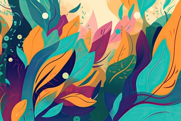 background image with abstract organic shapes that resemble natural forms such as leaves bright colors for a more energetic vibe Generative AI