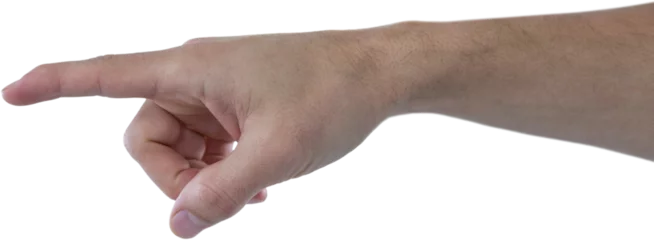 Rolgordijnen Hand of man pretending to touch an invisible screen © vectorfusionart