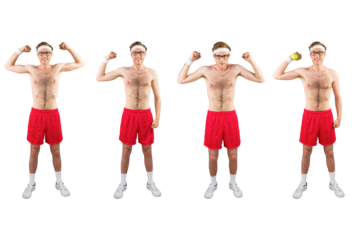 Portrait of shirtless man exercising