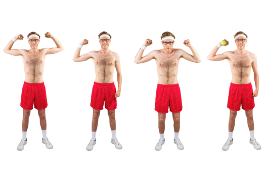 Portrait of shirtless man exercising