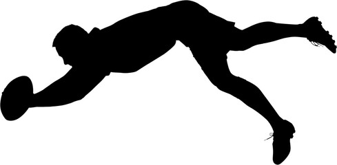 Rugby player in mid-air