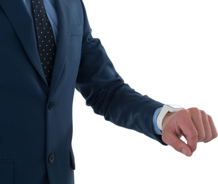Mid section of businessman with smart watch