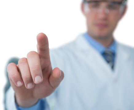 Doctor pretending to be using futuristic digital screen