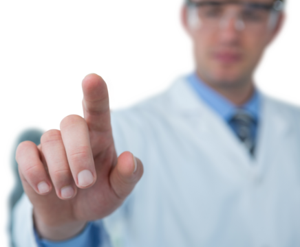 Doctor pretending to be using futuristic digital screen