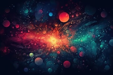 Colorful cosmic illustration background with Generative AI