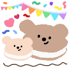 Icon cartoon cute breads and coffee egg flower colorful note template portfolio design by me no background