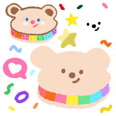 Icon cartoon cute breads and coffee egg flower colorful note template portfolio design by me no background