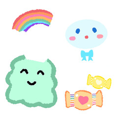 Icon cartoon cute breads and coffee egg flower colorful note template portfolio design by me no background