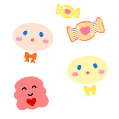 Icon cartoon cute breads and coffee egg flower colorful note template portfolio design by me no background