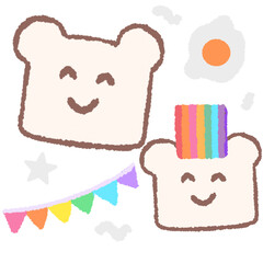 Icon cartoon cute breads and coffee egg flower colorful note template portfolio design by me no background