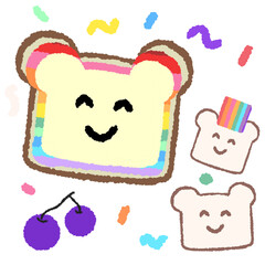 Icon cartoon cute breads and coffee egg flower colorful note template portfolio design by me no background