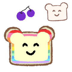 Icon cartoon cute breads and coffee egg flower colorful note template portfolio design by me no background