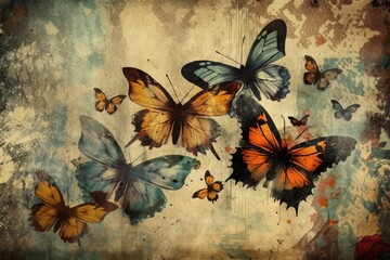 swarm of colorful butterflies taking flight. Generative AI