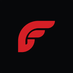 F letter with wings logo design icon template