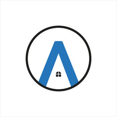 letter a with real estate logo design symbol