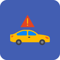 Warning Multicolor Round Corner Flat Icon