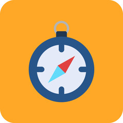 Compass Multicolor Round Corner Flat Icon