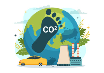 Carbon Dioxide or CO2 Illustration to Save Planet Earth from Climate Change as a Result of Factory and Vehicle Pollution in Hand Drawn Templates