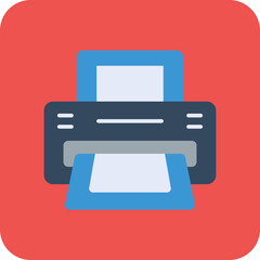 Printer Multicolor Round Corner Flat Icon