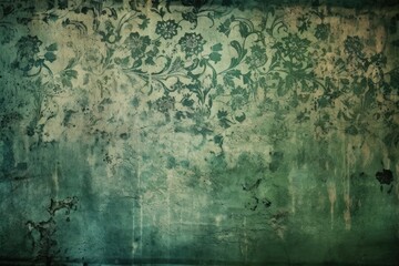 vintage floral pattern on a distressed wall. Generative AI