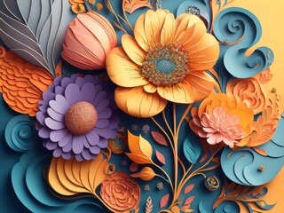 Obraz premium a drawing of a flower on a colorful background pastel flowery background garden flowers pattern pop art, seamless pattern design flowery wallpaper Generative AI
