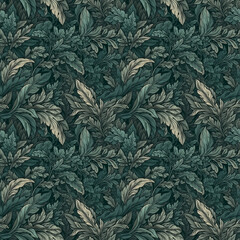 Lush Green Foliage Seamless Pattern: A Nature-inspired Design for Print and Web, created using Generative AI	