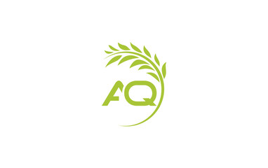 Laurel wreath green leaf logo and Vintage wheat logo design monogram with the letters and alphabets
