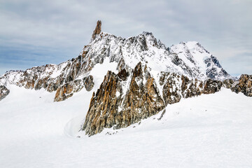 Dent du Geant, Dente del Gigante, Giant's tooth at the western end of the Rochefort ridge, Mont...
