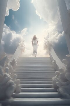 Woman going up to heaven, generative ai