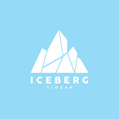 Iceberg Logo, Antarctic Mountains Vector In Ice Blue Color, Nature Design, Product Brand Illustration Template Icon