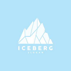 Iceberg Logo, Antarctic Mountains Vector In Ice Blue Color, Nature Design, Product Brand Illustration Template Icon