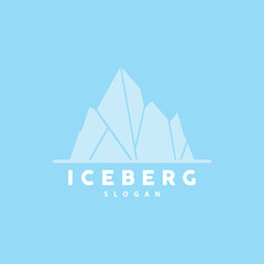 Iceberg Logo, Antarctic Mountains Vector In Ice Blue Color, Nature Design, Product Brand Illustration Template Icon