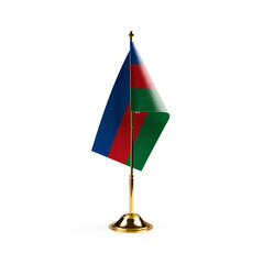 Small national flag of the Azerbaijan on a white background