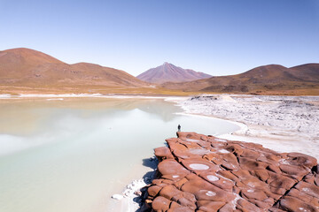Piedras Rojas Red Rocks Lagoon in San Pedro de Atacama Chile - obrazy, fototapety, plakaty
