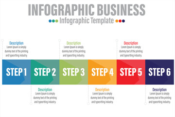 Obraz premium Abstract infographics number options template with Six 6 steps, with Six 6 label. Can be used for workflow layout, diagram, business step options, banner, web design.