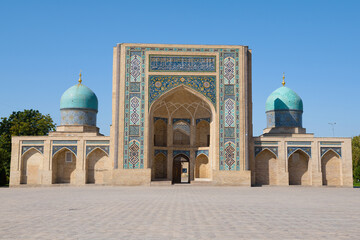 Facade of the ancient Barak Khan Madrasah on a sunny September day. Tashkent