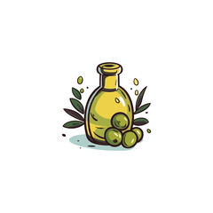 olive oil and bottle logo vector