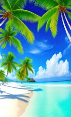 Obraz na płótnie Canvas beach with palm trees created with Generative AI technology