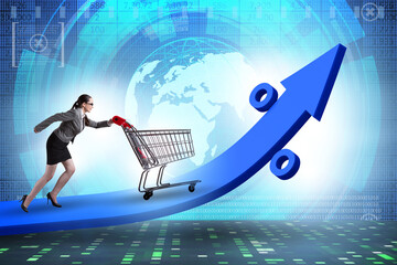 Woman in high grocery inflation concept