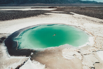 Aerial View of Salt Lagoon Baltinache San Pedro de Atacama Desert Chile