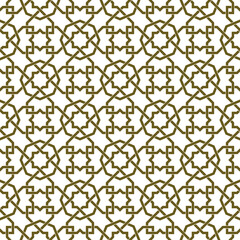 Seamless geometric ornament based on traditional islamic art.Brown color lines. For fabric,textile,cover,wrapping paper,background and lasercutting.