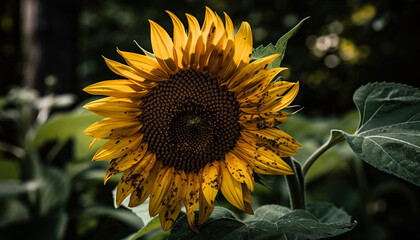 Obraz premium Vibrant sunflower in nature, a yellow beauty generated by AI
