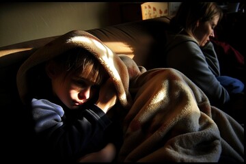 Fototapeta premium Cozy Family Night on the Couch