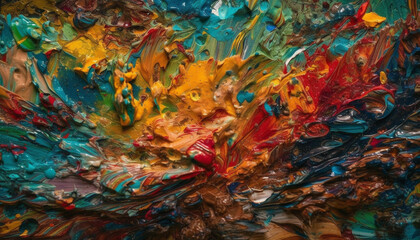 Messy paint mixed in a chaotic pattern generated by AI