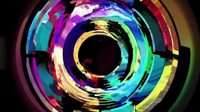 Neon vortex swirling abstract rainbow blacklight colors animation for vj dj performance motion background, trippy surreal fractal glitchy beautiful seamless looping animated backdrop music visualizer