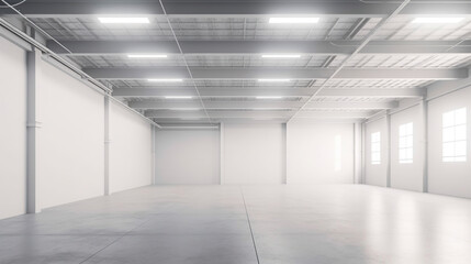 3D rendering of the interior of a warehouse
