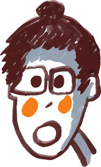 cute face expression illustration of surprising
