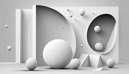 minimalist 3d white background abstract illustration. Generative AI